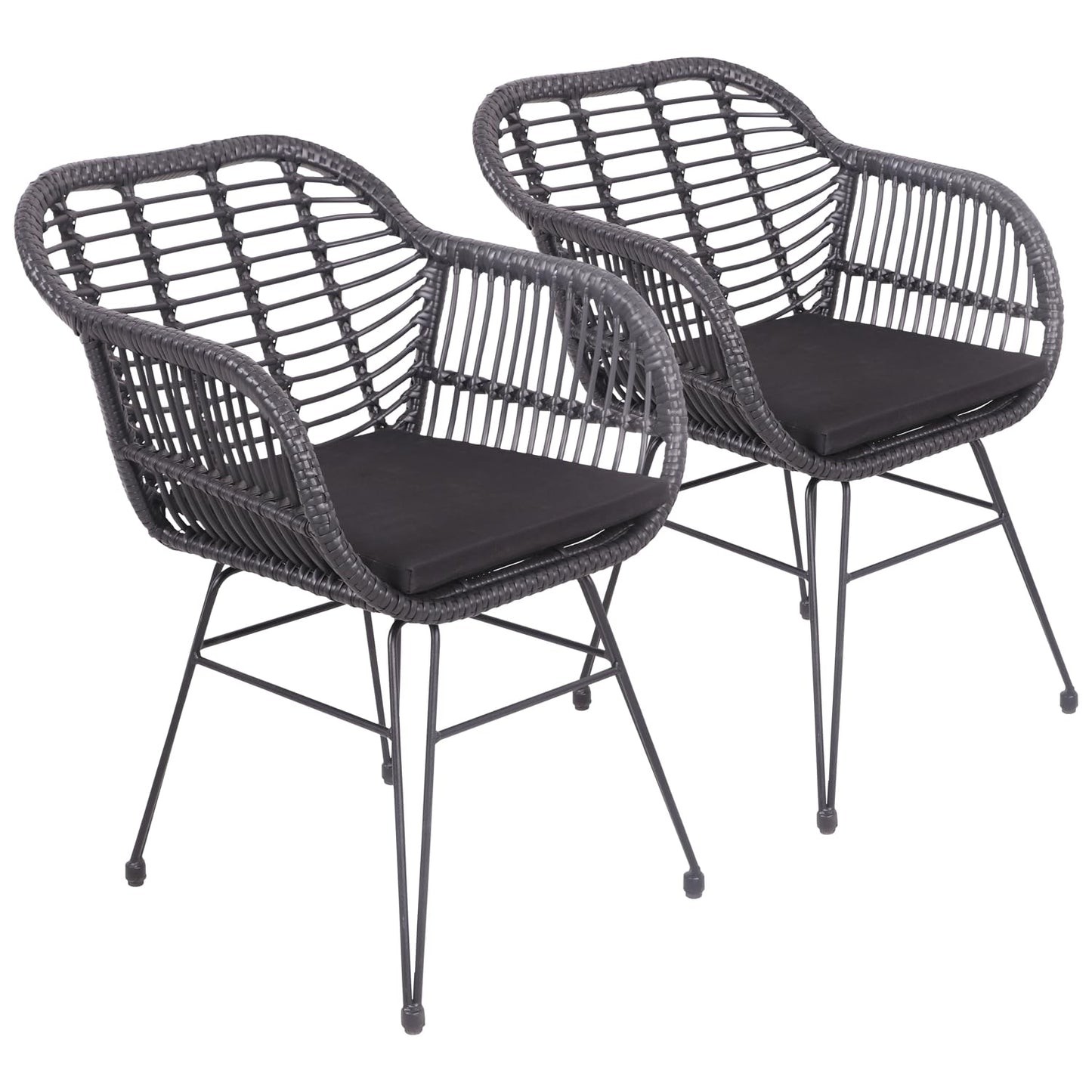 Happy Garden Set of 2 Cinta Poly Rattan Armchairs with Cushions, UV Resistant and Water Repellent