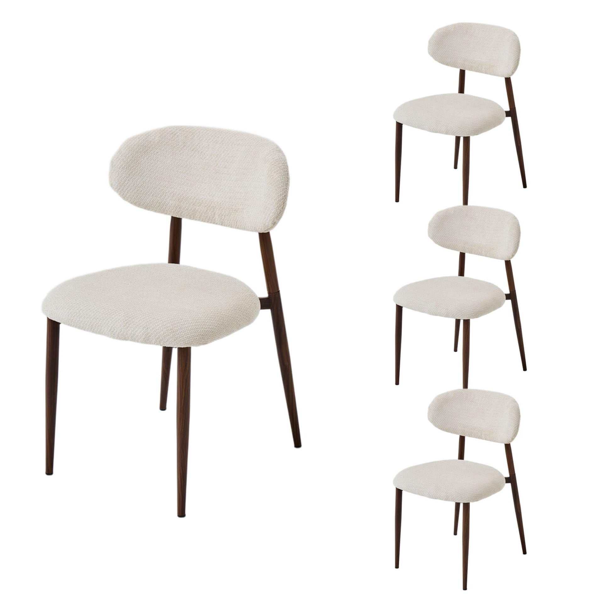 Chaise Salle a Manger Lot de 2, Chaise Ergonomique tapissée en Chenille avec poignées en Chenille et Jambes en métal courbées avec Grain Bois pour Salon en Beige