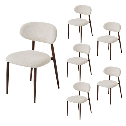 Chaise Salle a Manger Lot de 2, Chaise Ergonomique tapissée en Chenille avec poignées en Chenille et Jambes en métal courbées avec Grain Bois pour Salon en Beige