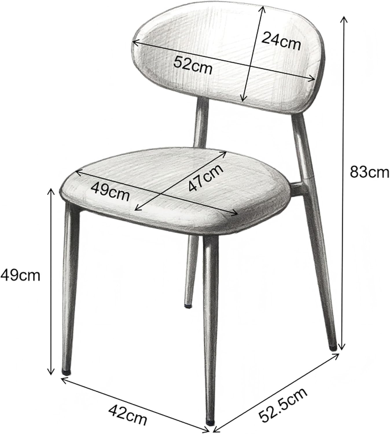 Chaise Salle a Manger Lot de 2, Chaise Ergonomique tapissée en Chenille avec poignées en Chenille et Jambes en métal courbées avec Grain Bois pour Salon en Beige