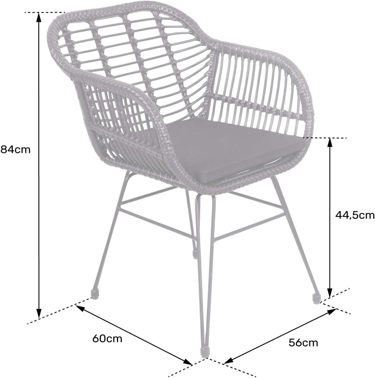Happy Garden Set of 2 Cinta Poly Rattan Armchairs with Cushions, UV Resistant and Water Repellent