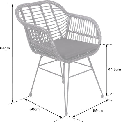 Happy Garden Set of 2 Cinta Poly Rattan Armchairs with Cushions, UV Resistant and Water Repellent