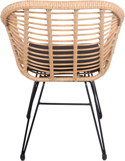 Happy Garden Set of 2 Cinta Poly Rattan Armchairs with Cushions, UV Resistant and Water Repellent