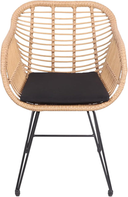Happy Garden Set of 2 Cinta Poly Rattan Armchairs with Cushions, UV Resistant and Water Repellent