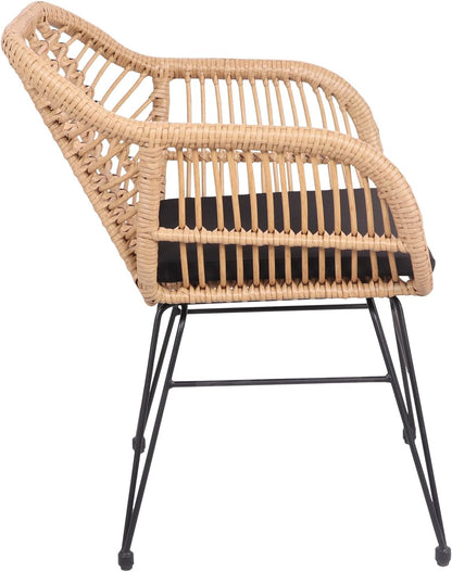 Happy Garden Set of 2 Cinta Poly Rattan Armchairs with Cushions, UV Resistant and Water Repellent