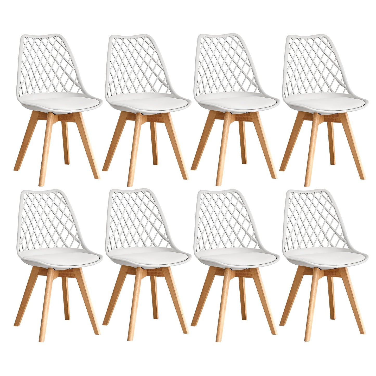 GrandCA HOME Set of 6 Modern Kitchen Dining Chairs with Leather Seats and Beech Legs, Ideal for Kitchen and Dining Room - Khaki