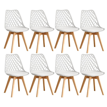 GrandCA HOME Set of 6 Modern Kitchen Dining Chairs with Leather Seats and Beech Legs, Ideal for Kitchen and Dining Room - Khaki