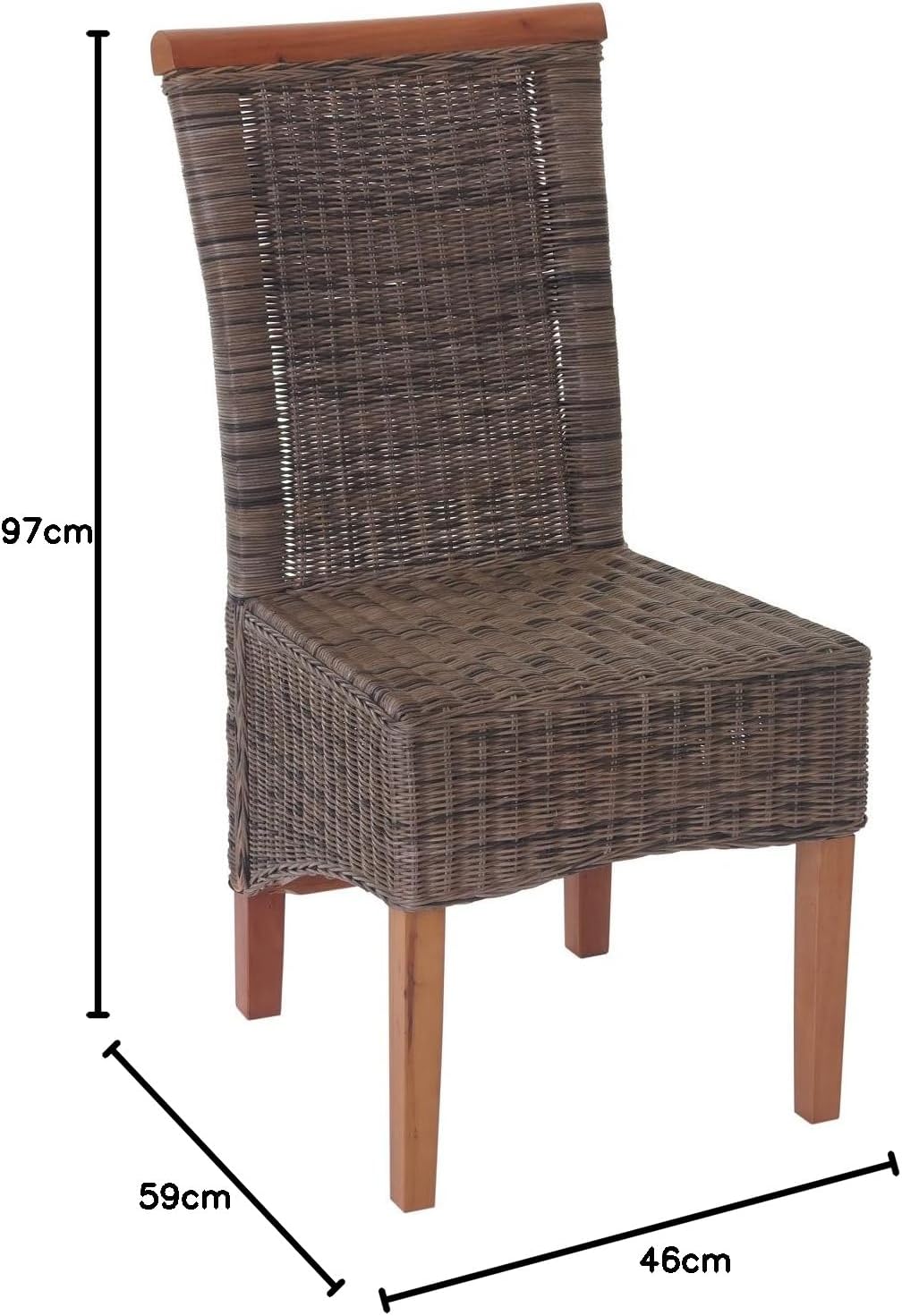 Mendler 2 x Savona Rattan Dining Chair without Cushion