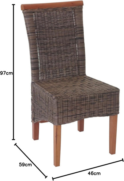 Mendler 2 x Savona Rattan Dining Chair without Cushion