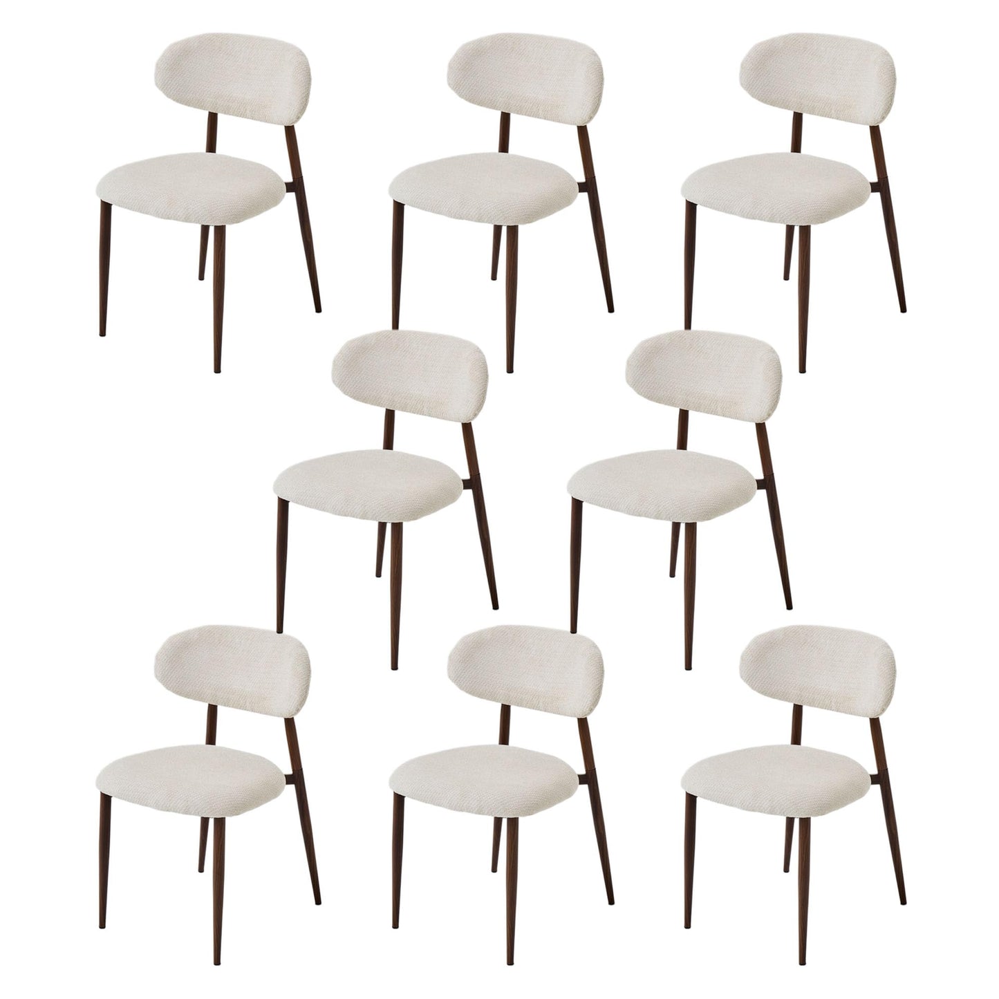 Chaise Salle a Manger Lot de 2, Chaise Ergonomique tapissée en Chenille avec poignées en Chenille et Jambes en métal courbées avec Grain Bois pour Salon en Beige