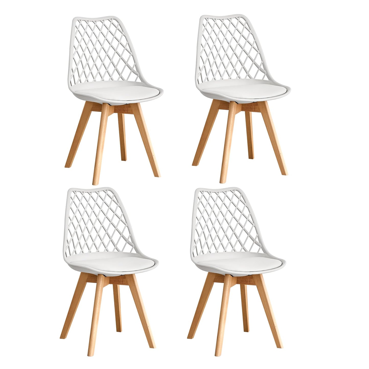 GrandCA HOME Set of 6 Modern Kitchen Dining Chairs with Leather Seats and Beech Legs, Ideal for Kitchen and Dining Room - Khaki
