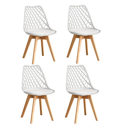 GrandCA HOME Set of 6 Modern Kitchen Dining Chairs with Leather Seats and Beech Legs, Ideal for Kitchen and Dining Room - Khaki