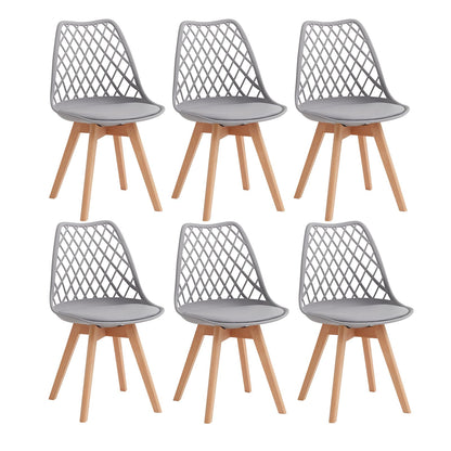 GrandCA HOME Set of 6 Modern Kitchen Dining Chairs with Leather Seats and Beech Legs, Ideal for Kitchen and Dining Room - Khaki