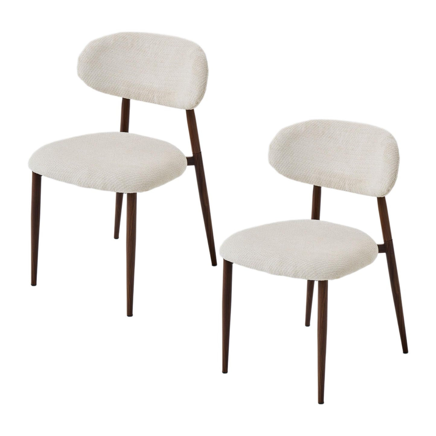 Chaise Salle a Manger Lot de 2, Chaise Ergonomique tapissée en Chenille avec poignées en Chenille et Jambes en métal courbées avec Grain Bois pour Salon en Beige