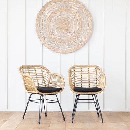 Happy Garden Set of 2 Cinta Poly Rattan Armchairs with Cushions, UV Resistant and Water Repellent