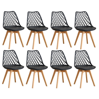 GrandCA HOME Set of 6 Modern Kitchen Dining Chairs with Leather Seats and Beech Legs, Ideal for Kitchen and Dining Room - Khaki