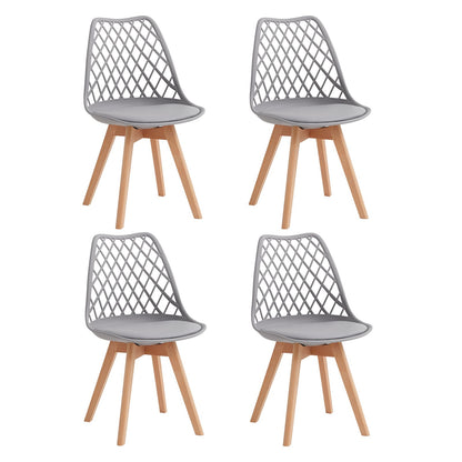 GrandCA HOME Set of 6 Modern Kitchen Dining Chairs with Leather Seats and Beech Legs, Ideal for Kitchen and Dining Room - Khaki