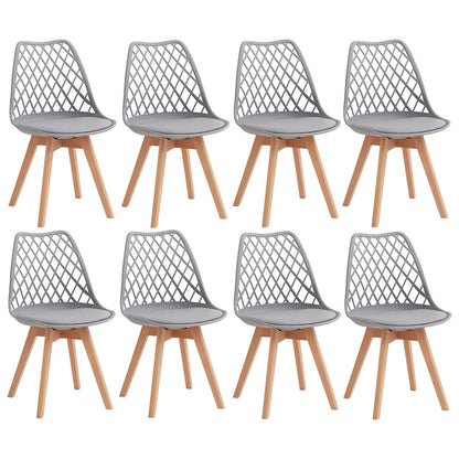 GrandCA HOME Set of 6 Modern Kitchen Dining Chairs with Leather Seats and Beech Legs, Ideal for Kitchen and Dining Room - Khaki