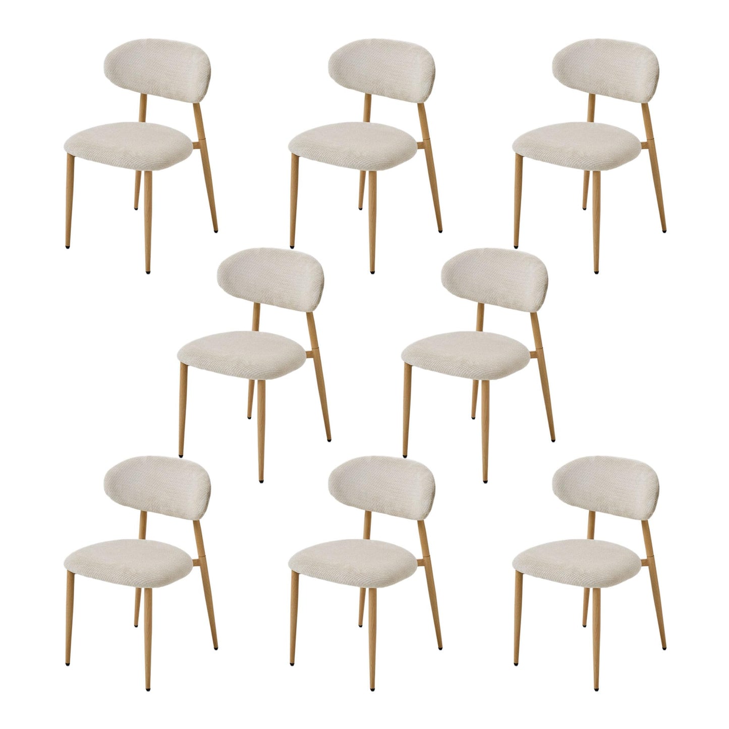 Chaise Salle a Manger Lot de 2, Chaise Ergonomique tapissée en Chenille avec poignées en Chenille et Jambes en métal courbées avec Grain Bois pour Salon en Beige