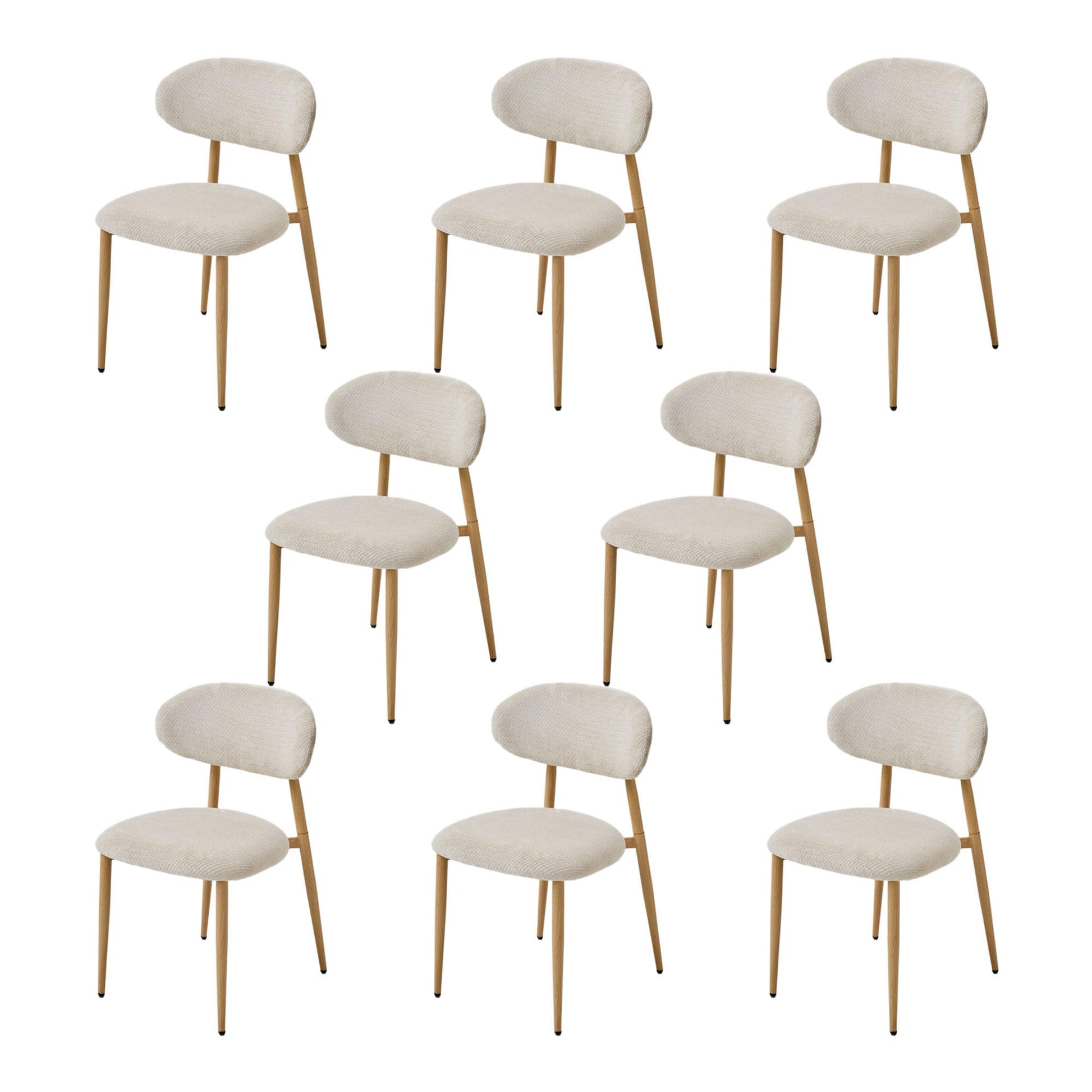 Chaise Salle a Manger Lot de 2, Chaise Ergonomique tapissée en Chenille avec poignées en Chenille et Jambes en métal courbées avec Grain Bois pour Salon en Beige