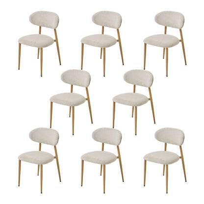 Chaise Salle a Manger Lot de 2, Chaise Ergonomique tapissée en Chenille avec poignées en Chenille et Jambes en métal courbées avec Grain Bois pour Salon en Beige