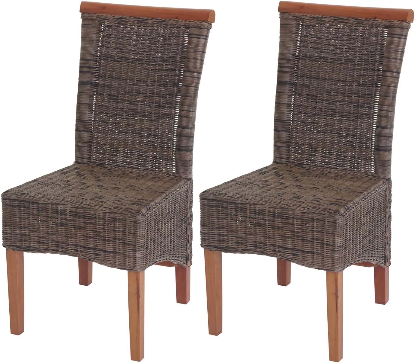 Mendler 2 x Savona Rattan Dining Chair without Cushion