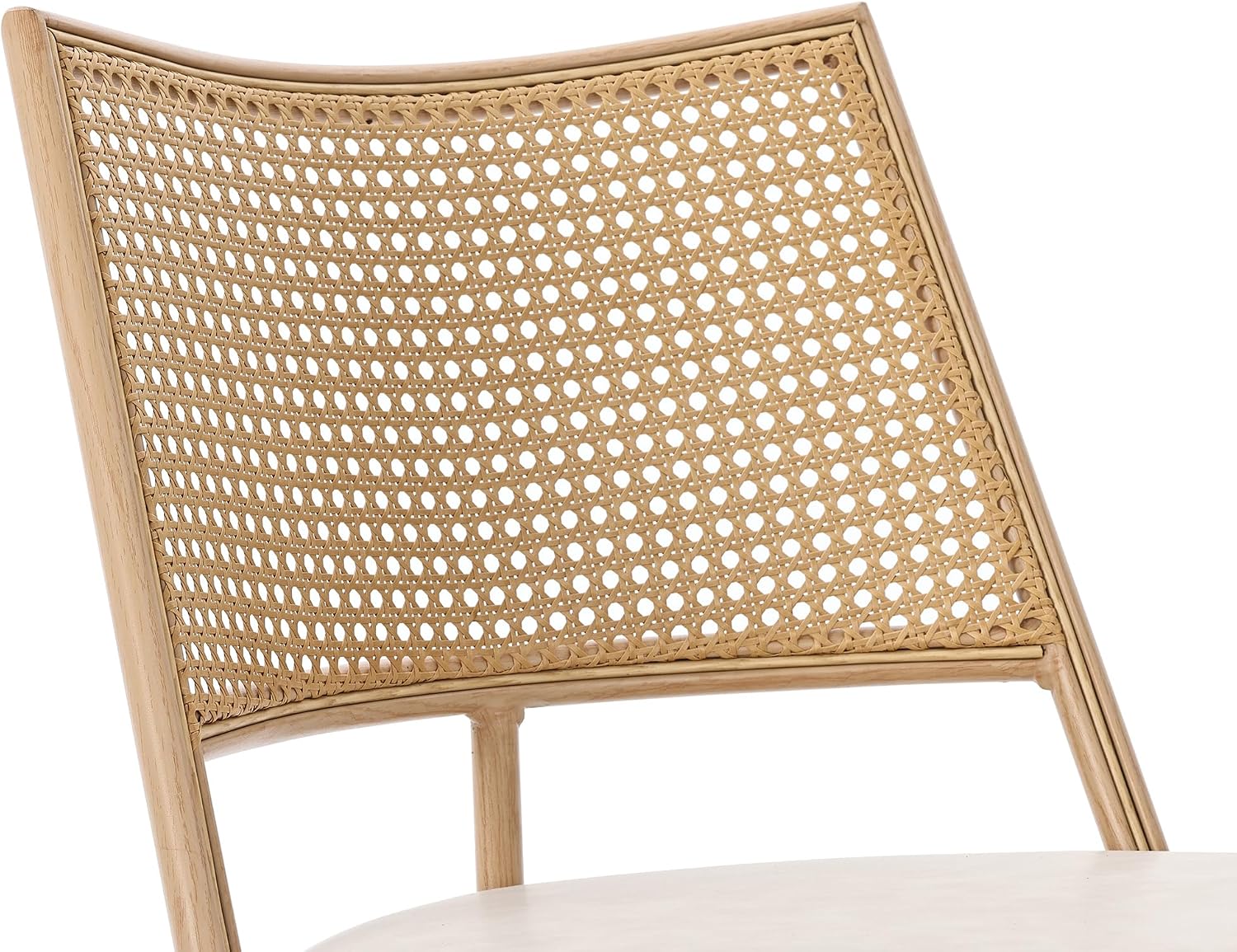 Merax Set of 4 Dining Chairs Kitchen Chairs with PU Seat and Rattan Backrest, Upholstered Chair for Dining Room, Living Room and Bedroom, Metal Frame, Beige